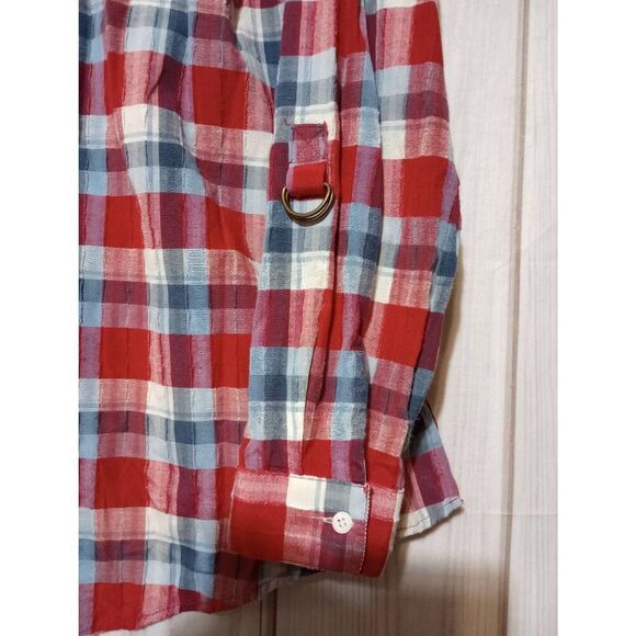 Allison Daley Shirt Ladies 20W‎ Red Blue Button Front Long Sleeve Light Weight - Picture 4 of 8